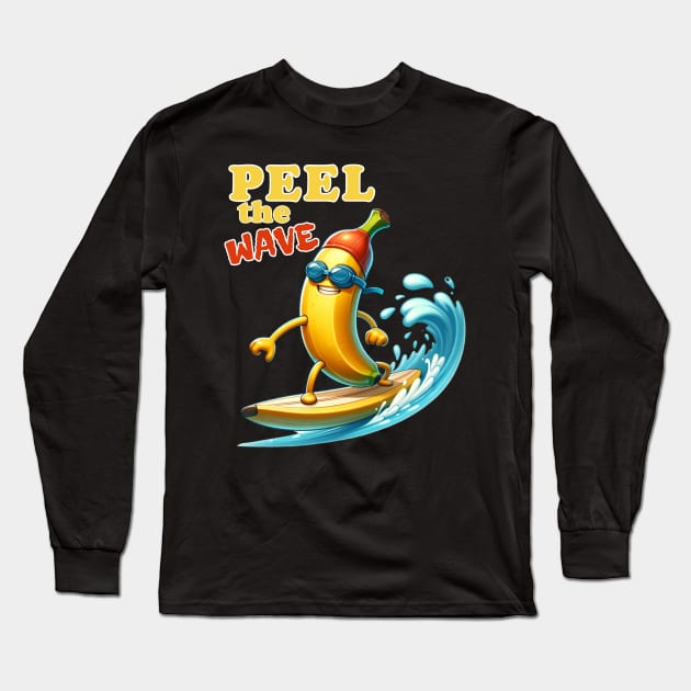 Surf's Up Banana: Ride the Tropical Wave Long Sleeve T-Shirt by vk09design